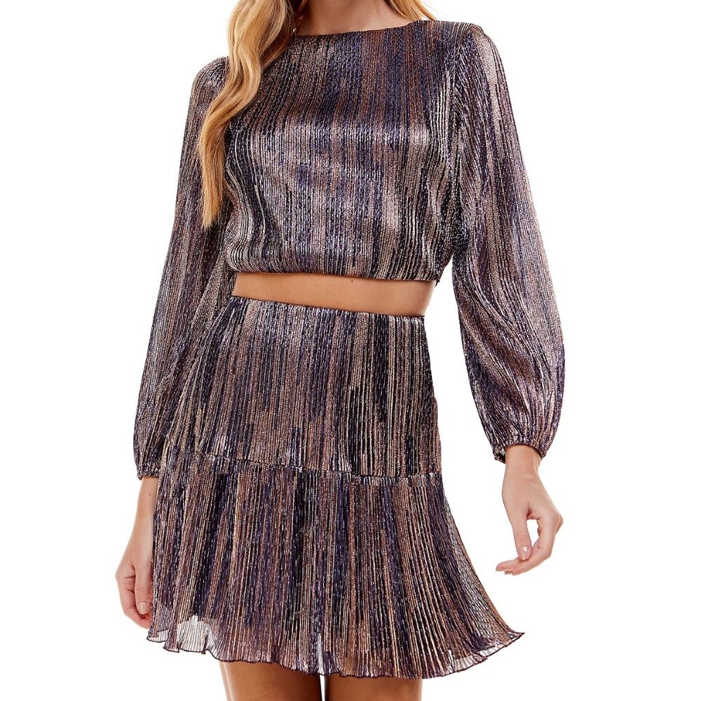 Juniors' Metallic 2-Piece Fit & Flare Dress